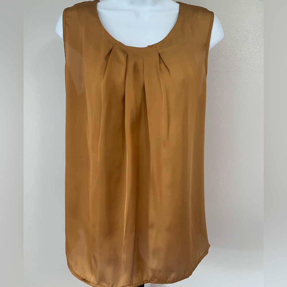 Notations Bronze Sleeveless Pleated Blouse